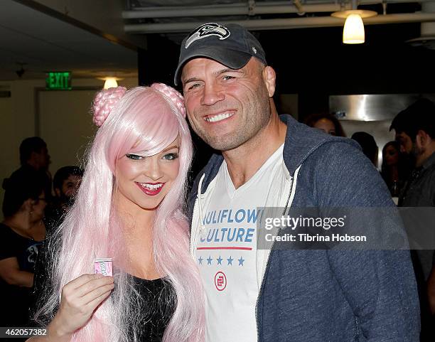 Mindy Robinson and Randy Couture attend the 'King Of The Nerds' season 3 premiere launch party on January 23, 2015 in Encino, California.