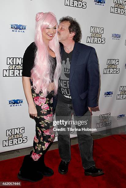 Mindy Robinson and Curtis Armstrong attend the 'King Of The Nerds' season 3 premiere launch party on January 23, 2015 in Encino, California.