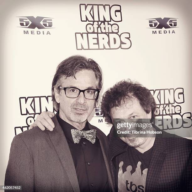 Robert Carradine and Curtis Armstrong attend the 'King Of The Nerds' season 3 premiere launch party on January 23, 2015 in Encino, California.