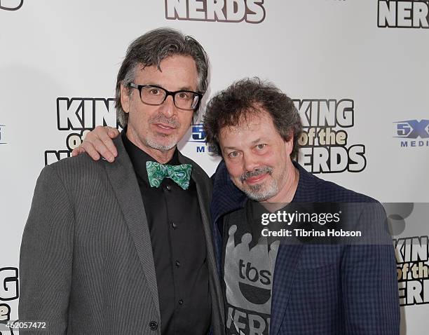 Robert Carradine and Curtis Armstrong attend the 'King Of The Nerds' season 3 premiere launch party on January 23, 2015 in Encino, California.