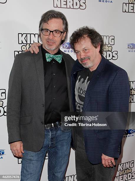 Robert Carradine and Curtis Armstrong attend the 'King Of The Nerds' season 3 premiere launch party on January 23, 2015 in Encino, California.