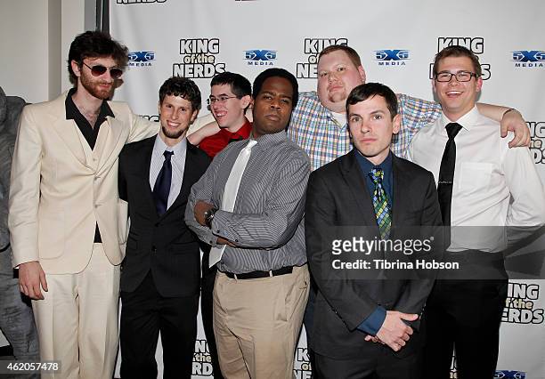 The cast of 'King Of The Nerds' attends the 'King Of The Nerds' season 3 premiere launch party on January 23, 2015 in Encino, California.