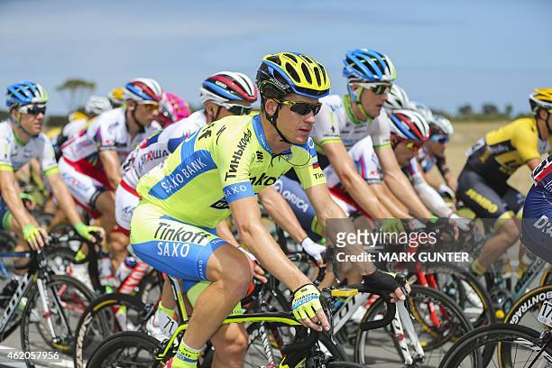 Michael Rogers of Australia races during stage five of the 2015 Tour Down Under cycling competition in Adelaide on January 24, 2015. The Tour Down...