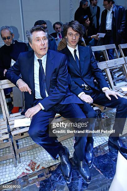 Singer Bryan Ferry and his son Musician Tara Ferry attend the Berluti Menswear Fall/Winter 2015-2016 Show as part of Paris Fashion Week. Held at...