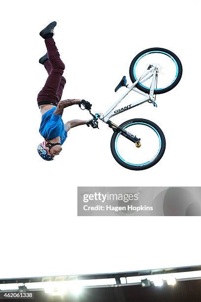 Ethen Roberts performs during Nitro Circus Live at Westpac Stadium on January 24, 2015 in Wellington, New Zealand.