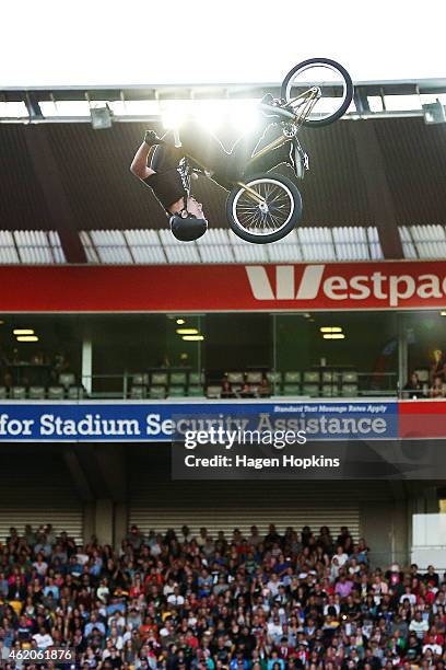 Todd Meyn performs during Nitro Circus Live at Westpac Stadium on January 24, 2015 in Wellington, New Zealand.