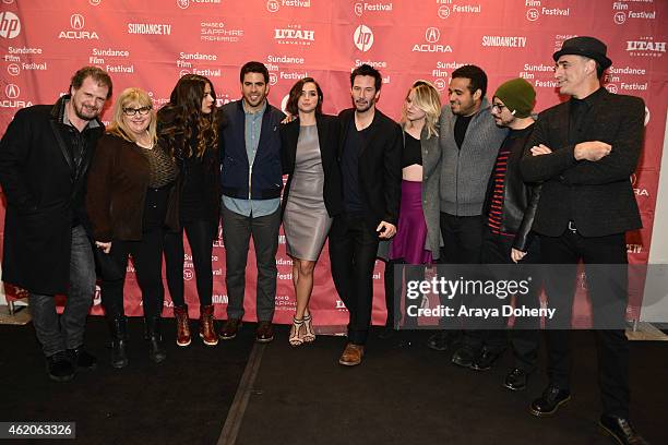 Colleen Camp, Lorenza Izzo, Eli Roth, Ana de Armas, Keanu Reeves, Aaron Burns and Antonio Quercia attend the "Knock Knock" Premiere - 2015 Sundance...