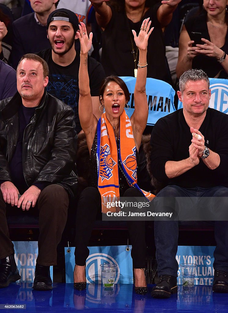Celebrities Attend The Orlando Magic Vs New York Knicks Game - January 23, 2015