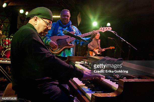 Art Neville, George Porter, Jr. And Brian Stoltz of the band Funky Meters perform at Tipitina's on January 23, 2015 in New Orleans, Louisiana.