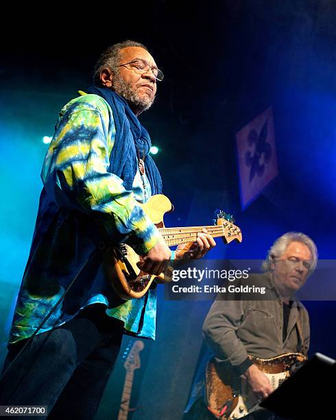 George Porter, Jr. And Brian Stoltz of the band Funky Meters perform at Tipitina's on January 23, 2015 in New Orleans, Louisiana.