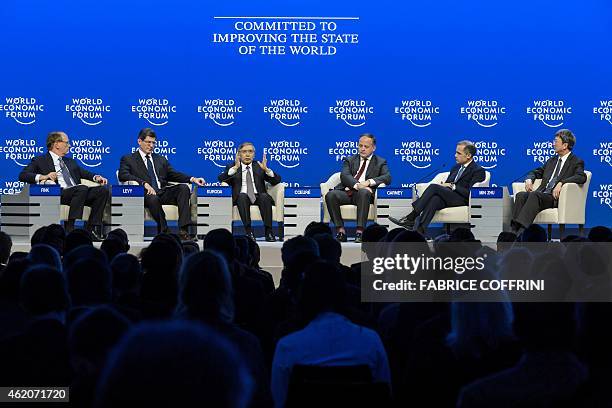 BlackRock Chairman and CEO Laurence Fink, Minister of Finance of Brazil Joaquim Levy, Governor of the Bank of Japan Haruhiko Kuroda, Member of the...
