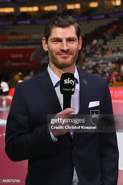 Henning Fritz, sky expert and co-commentator prior to during the IHF Men's Handball World Championship group D match between Saudi Arabia and Germany...