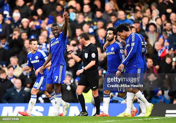 Ramires of Chelsea celebrates after scoring his team's second goal during the FA Cup Fourth Round match between Chelsea and Bradford City at Stamford...