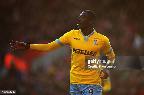 Yaya Sanogo of Crystal Palace celebrates as he scores their second goal during the FA Cup Fourth Round match between Southampton and Crystal Palace...