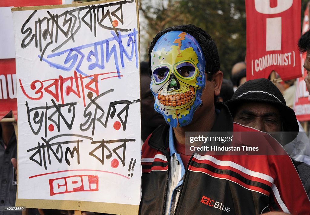 Left Parties Stage Protest Against US President Barack Obama's India Visit