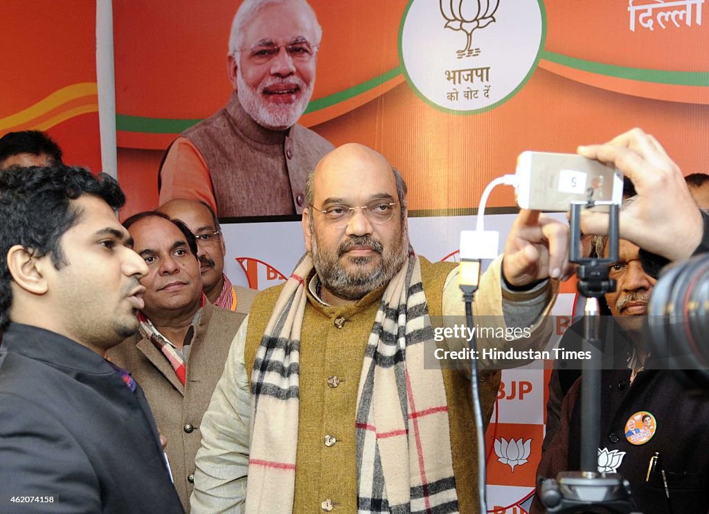 BJP National President Amit Shah Inaugurates Selfie Booth In Delhi