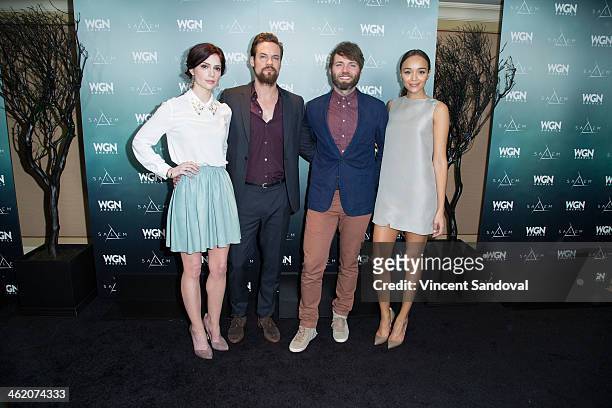 Actors Janet Montgomery, Shane West, Seth Gabel and Ashley Madekwe attend WGN America presents "SALEM" at the 2014 Winter TCA's at The Langham...