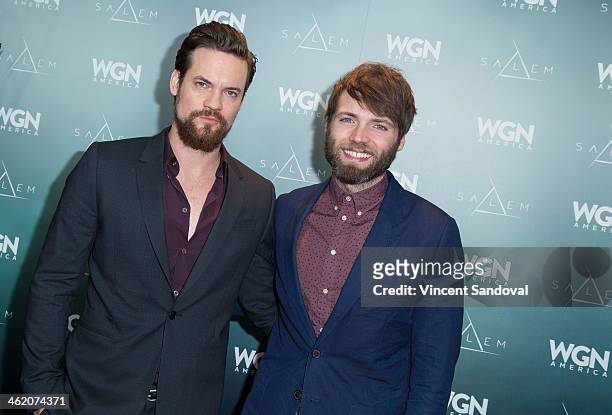 Actors Shane West and Seth Gabel attend WGN America presents "SALEM" at the 2014 Winter TCA's at The Langham Huntington Hotel and Spa on January 12,...