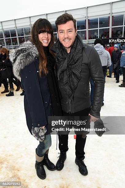 Rene Benko and girlfriend Nathalie attend the Hahnenkamm Race on January 24, 2015 in Kitzbuehel, Austria.