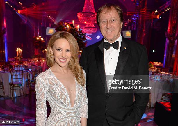 Kylie Minogue and Bill Muirhead attend as Kylie Minogue is awarded Australian of the Year in the UK at Quantas Australia Day Gala Dinner at Australia...