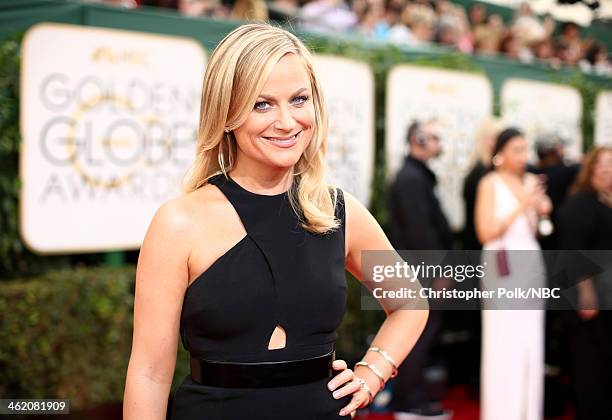 71st ANNUAL GOLDEN GLOBE AWARDS -- Pictured: Actress Amy Poehler arrives to the 71st Annual Golden Globe Awards held at the Beverly Hilton Hotel on...