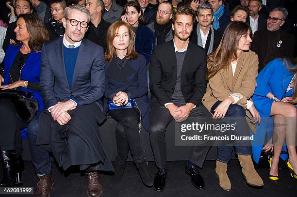 Katia Toledano, Lambert Wilson, Isabelle Huppert, Luke Grimes and Caroline de Maigret attend the Dior Homme Menswear Fall/Winter 2015-2016 Show as...