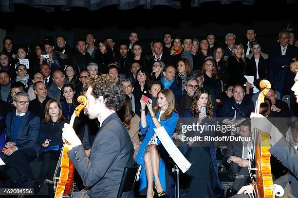 Actors Lambert Wilson, Isabelle Huppert, Models Chiara Ferragni and Isabeli Fontana attend the Dior Homme Menswear Fall/Winter 2015-2016 Show as part...