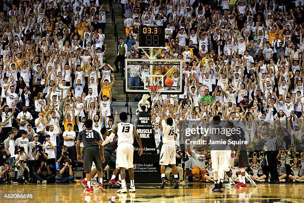 Wes Clark of the Missouri Tigers misses the second of two free throws that would have won or tied the game for Missouri during the final seconds of...