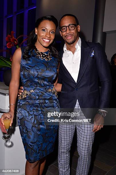 Jacqueline Johnson and Motivational speaker Jeff Johnson attend the Debra Lee Honoree Dinner on January 23, 2015 in Washington, DC.