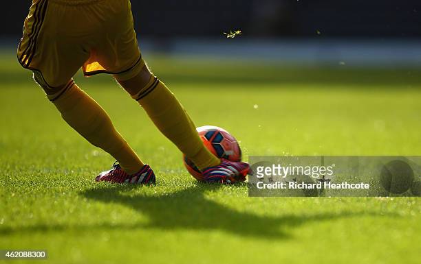 Goalkeeper takes a goal kick during the FA Cup Fourth Round match between Blackburn Rovers and Swansea City at Ewood park on January 24, 2015 in...
