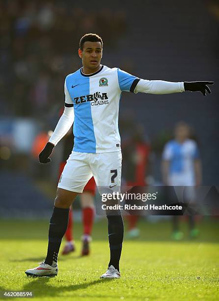 Joshua King of Blackburn in action during the FA Cup Fourth Round match between Blackburn Rovers and Swansea City at Ewood park on January 24, 2015...