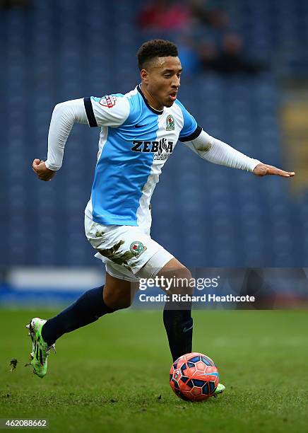 Adam Henley of Blackburn in action during the FA Cup Fourth Round match between Blackburn Rovers and Swansea City at Ewood park on January 24, 2015...