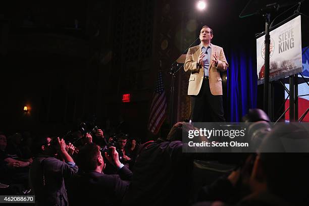 Sen. Ted Cruz speaks to guests at the Iowa Freedom Summit on January 24, 2015 in Des Moines, Iowa. The summit is hosting a group of potential 2016...