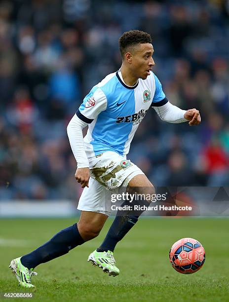 Adam Henley of Blackburn in action during the FA Cup Fourth Round match between Blackburn Rovers and Swansea City at Ewood park on January 24, 2015...