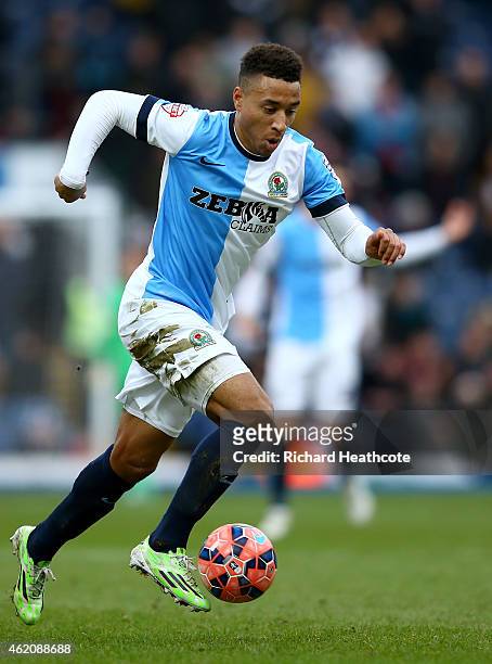 Adam Henley of Blackburn in action during the FA Cup Fourth Round match between Blackburn Rovers and Swansea City at Ewood park on January 24, 2015...