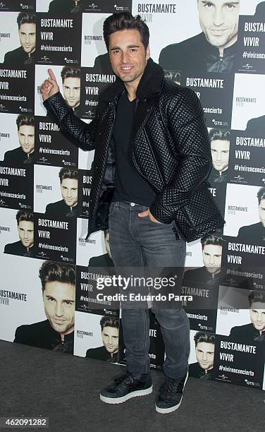 Singer David Bustamante attends the David Bustamante concert photocall at Price Circus on January 24, 2015 in Madrid, Spain.