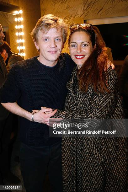 Humorist Alex Lutz and actress Audrey Dana attend Alex Lutz in his One man Show at L'Olympia on January 24, 2015 in Paris, France.