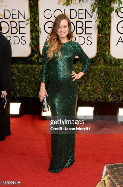 Actress Olivia Wilde attends the 71st Annual Golden Globe Awards held at The Beverly Hilton Hotel on January 12, 2014 in Beverly Hills, California.