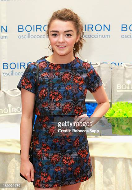 Actress Maisie Williams attends the HBO Luxury Lounge featuring PANDORA Jewelry at Four Seasons Hotel Los Angeles at Beverly Hills on January 12,...