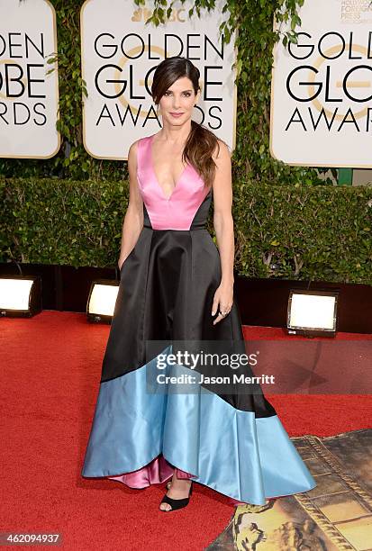 Actress Sandra Bullock attends the 71st Annual Golden Globe Awards held at The Beverly Hilton Hotel on January 12, 2014 in Beverly Hills, California.