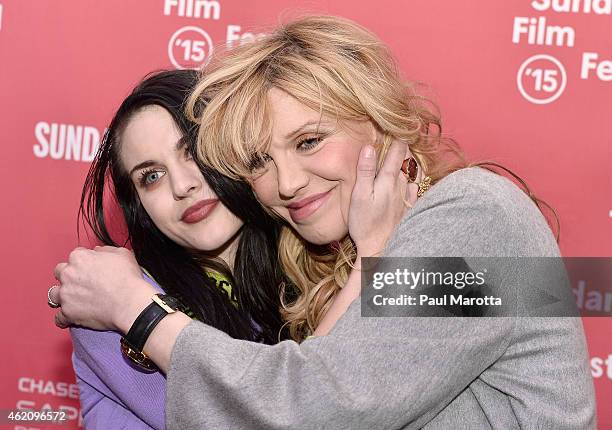 Frances Bean Cobain and Courtney Love attend the "Kurt Cobain: Montage Of Heck" Premiere during the 2015 Sundance Film Festival at The Marc Theatre...