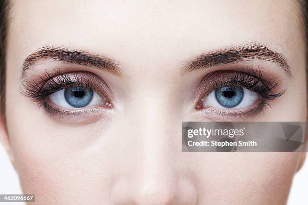 close up of womans eyes - woman beautiful brows beauty stock pictures, royalty-free photos & images