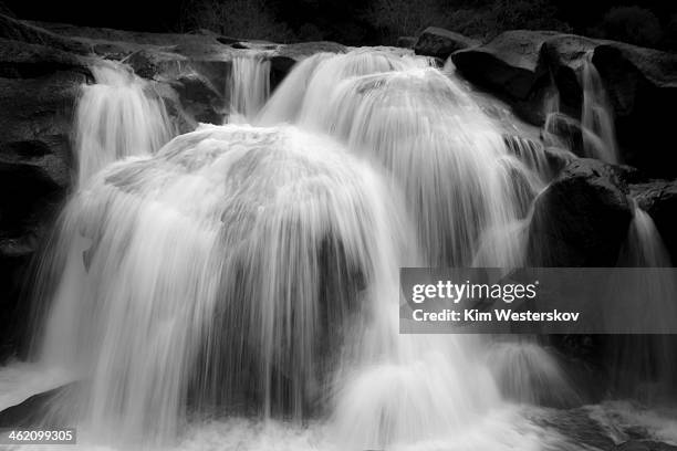 waterfall black and white - westerskov stock pictures, royalty-free photos & images