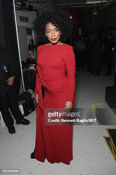 Actress Aunjanue Ellis poses backstage during "The BET Honors" 2015 at Warner Theatre on January 24, 2015 in Washington, DC.