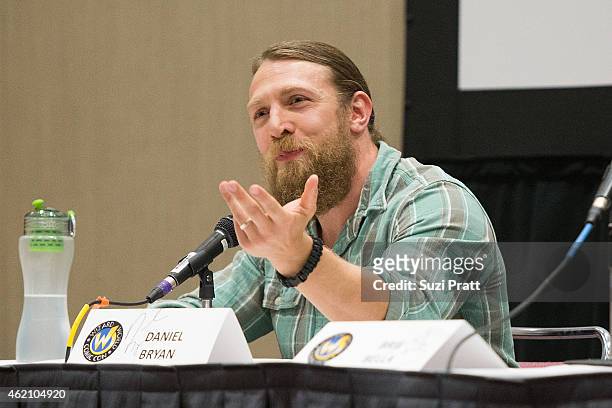 Superstar Daniel Bryan speaks at Wizard World Comicon at Oregon Convention Center on January 24, 2015 in Portland, Oregon.