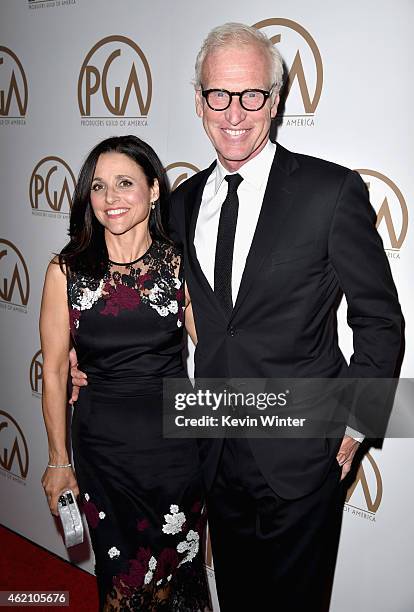 Actress Julia Louis-Dreyfus and Brad Hall attend the 26th Annual Producers Guild Of America Awards at the Hyatt Regency Century Plaza on January 24,...