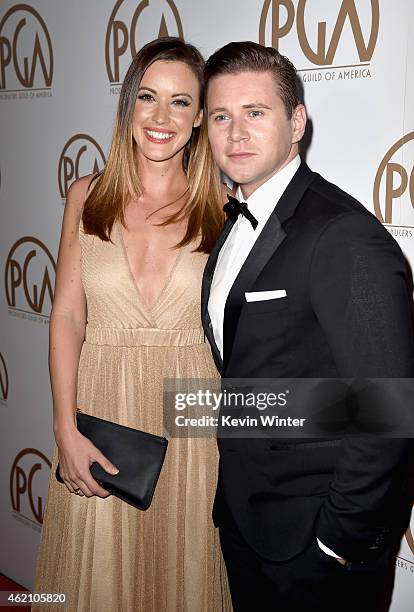 Actor Allen Leech and Charlie Webster attend the 26th Annual Producers Guild Of America Awards at the Hyatt Regency Century Plaza on January 24, 2015...