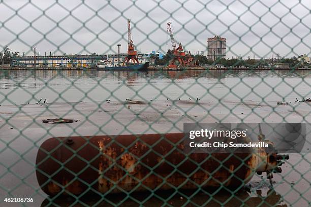 Cranes stand idle in the Havana Harbor's Ensenada de Atares January 24, 2015 in Havana, Cuba. Diplomats from the United States and Cuba held historic...