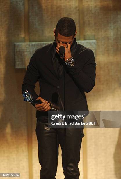 Honoree Usher speaks onstage during "The BET Honors" 2015 at Warner Theatre on January 24, 2015 in Washington, DC.
