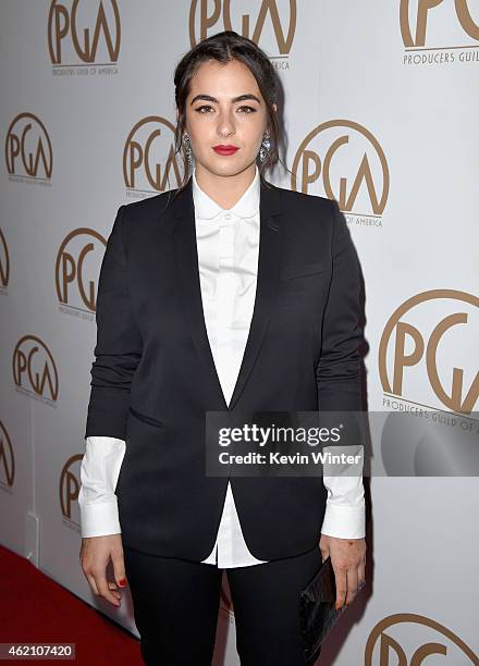 Actress Alanna Masterson attends the 26th Annual Producers Guild Of America Awards at the Hyatt Regency Century Plaza on January 24, 2015 in Los...